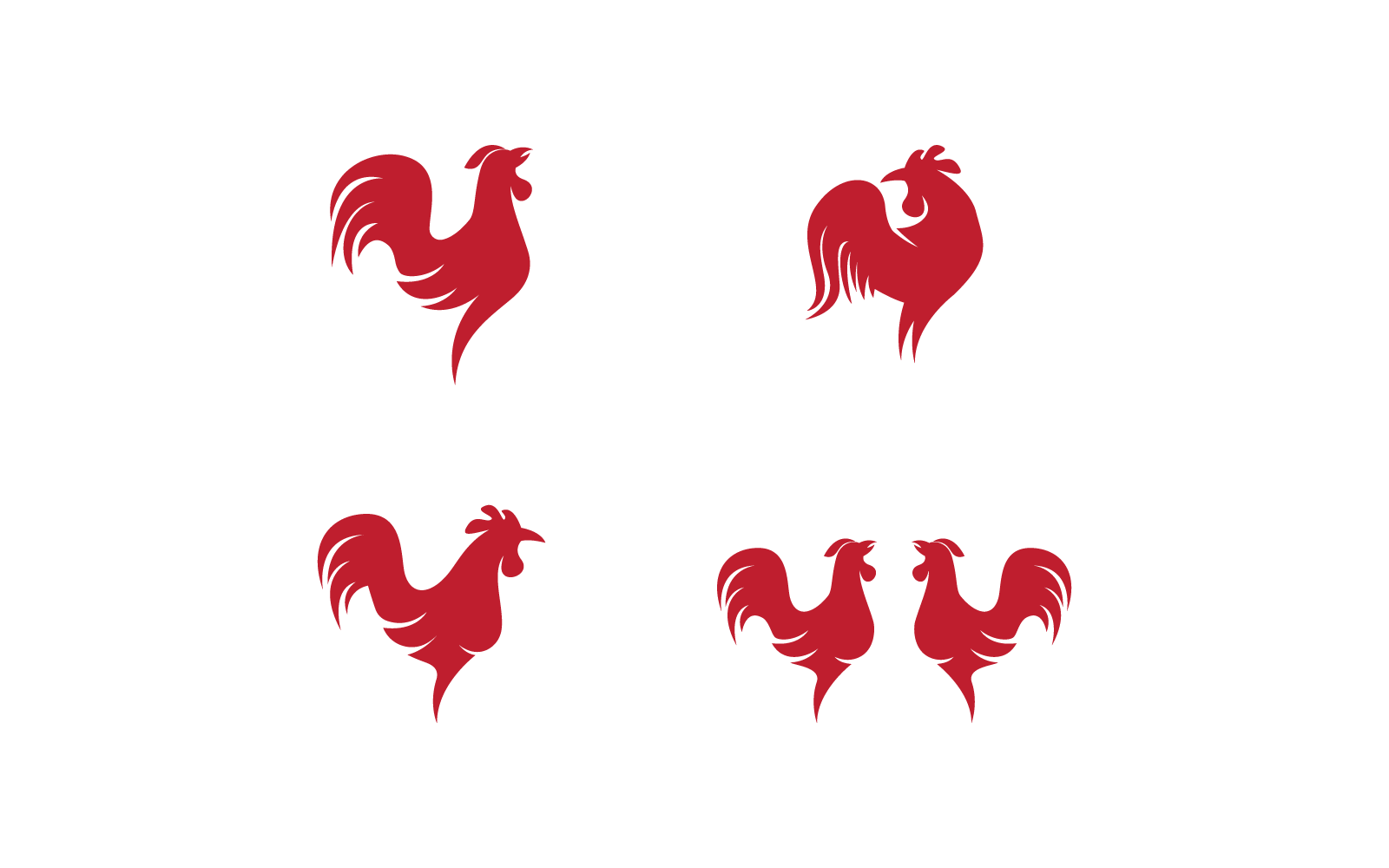 Set Of Rooster Logo Template Vector Flat Design