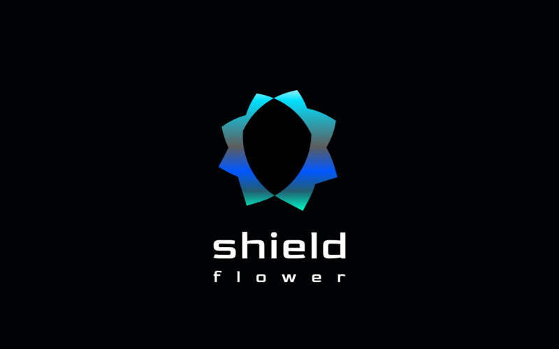 Shield Flower Negative Space Logo Logo Template