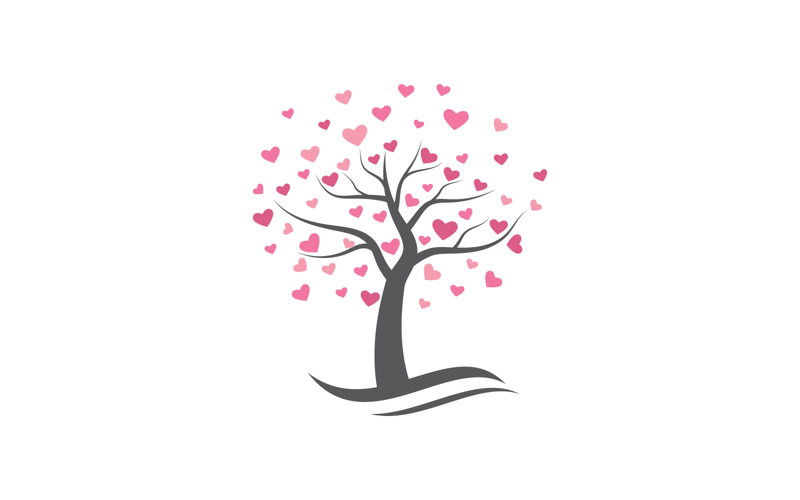 Strom se srdcem listy Logo ilustrace vektorové plochý Design