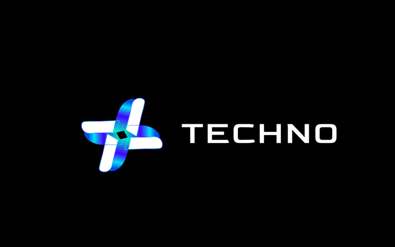 Techno Blue Tech Gradient Logo Logo Template