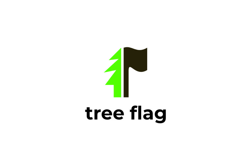 Tree Flag Clever Dual Meaning Logo Logo Template