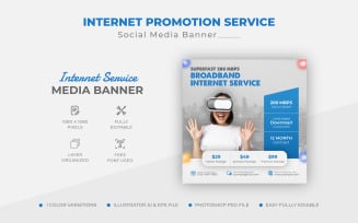 Broadband internet service square Instagram post or web banner design