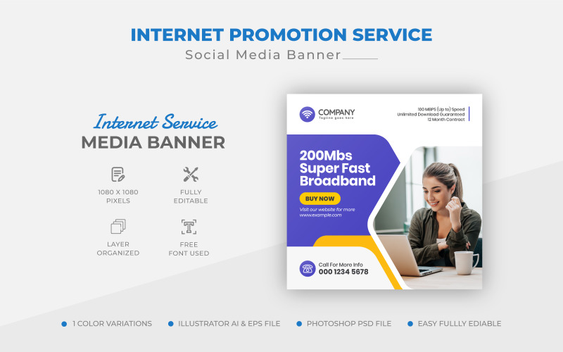 Creative Internet Promotional Service Instagram Post Banner Template Social Media