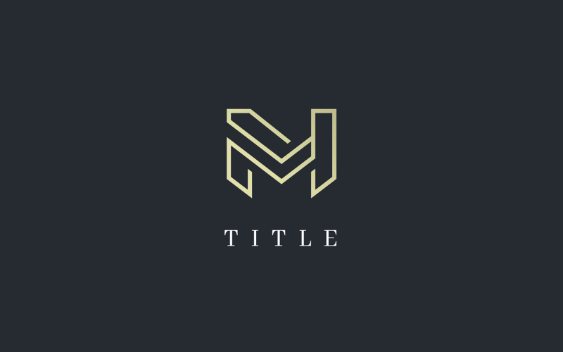 Elegance Lite Sense M Line Golden Monogram Logo Logo Template