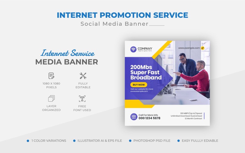 Internet Service Provider Instagram Post Social Banner Template Social Media