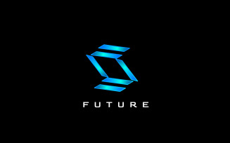Dynamic Blue Tech Letter S Logo