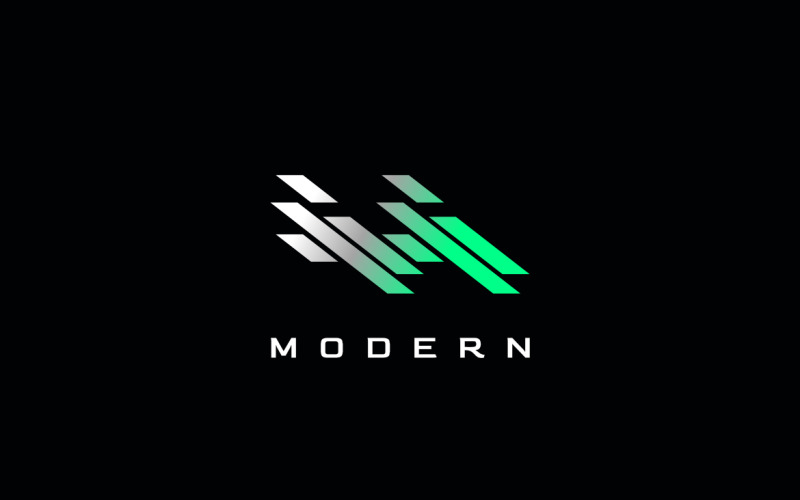 Dynamic Tech Letter M Gradient Green Logo Logo Template