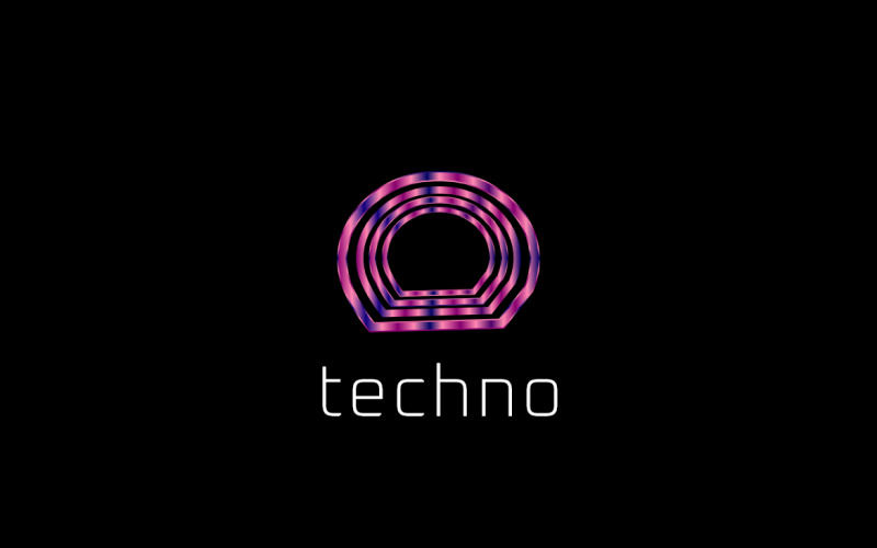 Abstract Techno Round Purple Logo Logo Template