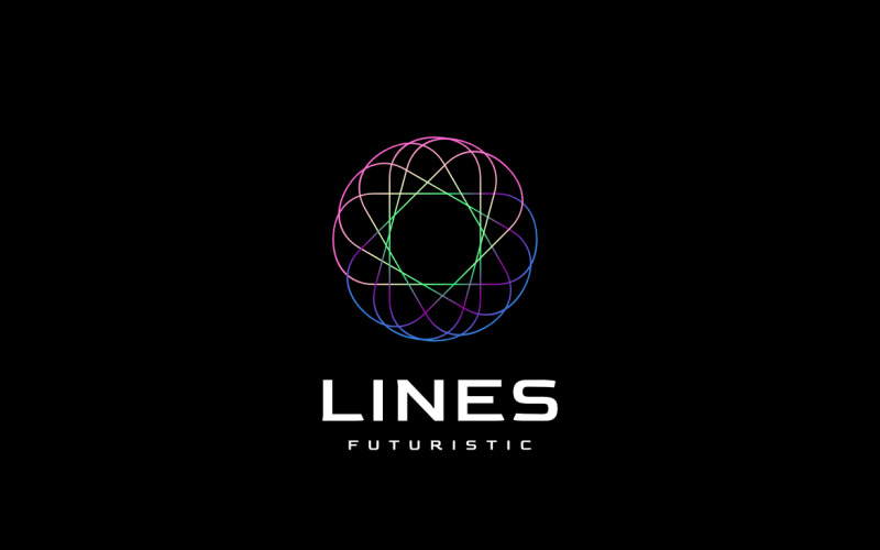 Circle Colourful Line Tech Gradient Logo Logo Template