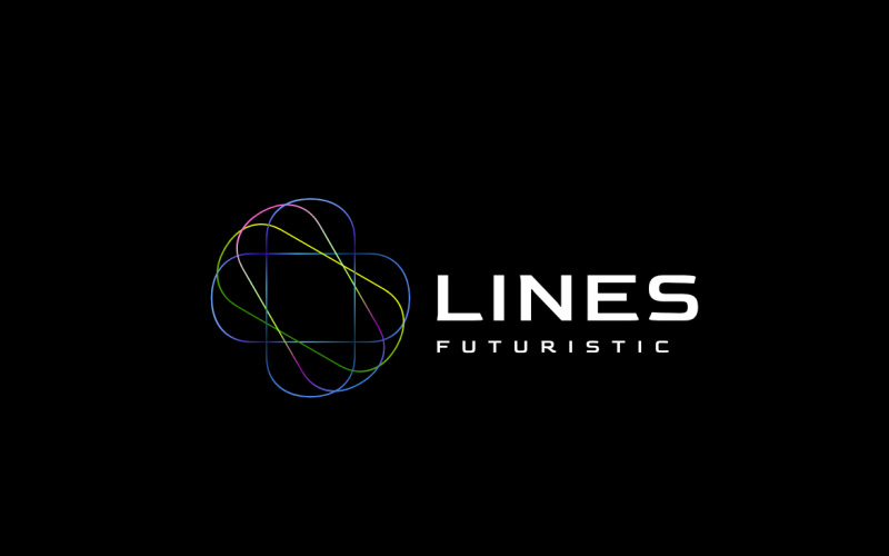 Colourful Line Tech Gradient Logo Logo Template