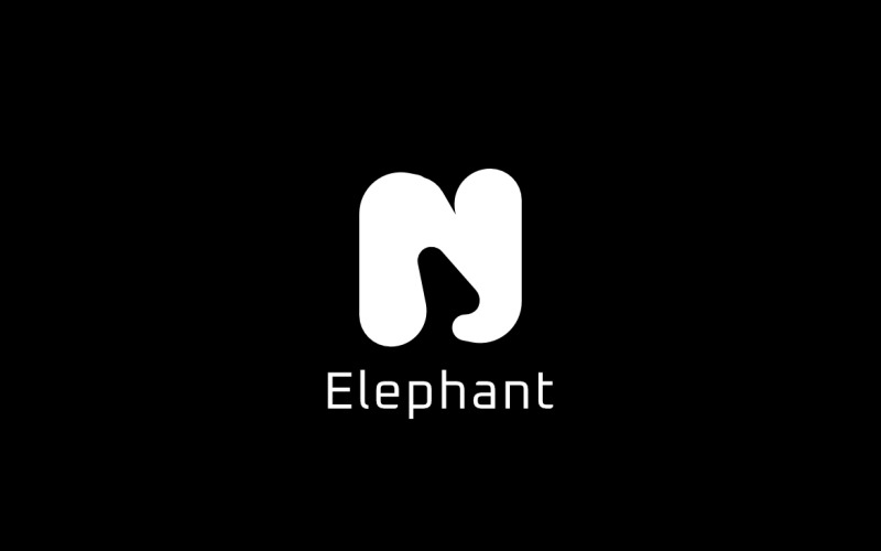 Elephant Nose Negative Space Letter N Logo Logo Template