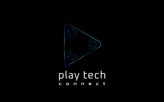 Futuristic Play Round Gradient Connect Logo