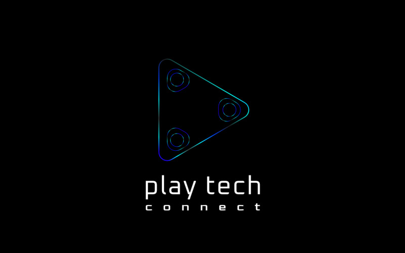 Futuristic Play Round Gradient Connect Logo Logo Template