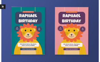 Lion Theme Kids Birthday Invitation Template