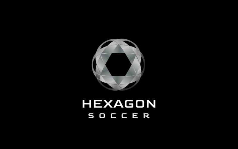 Steel Dynamic Soccer Hexagon Negative Logo Logo Template