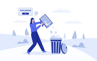 Deleting Data From Computer Free Flat Illustration Concept Vector Design