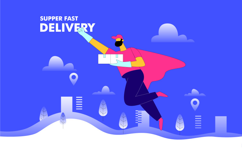 Delivery Man Free Illustration Concept Vector