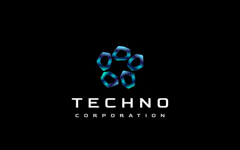 Gradient Blue Tech Modern Logo Logo Template