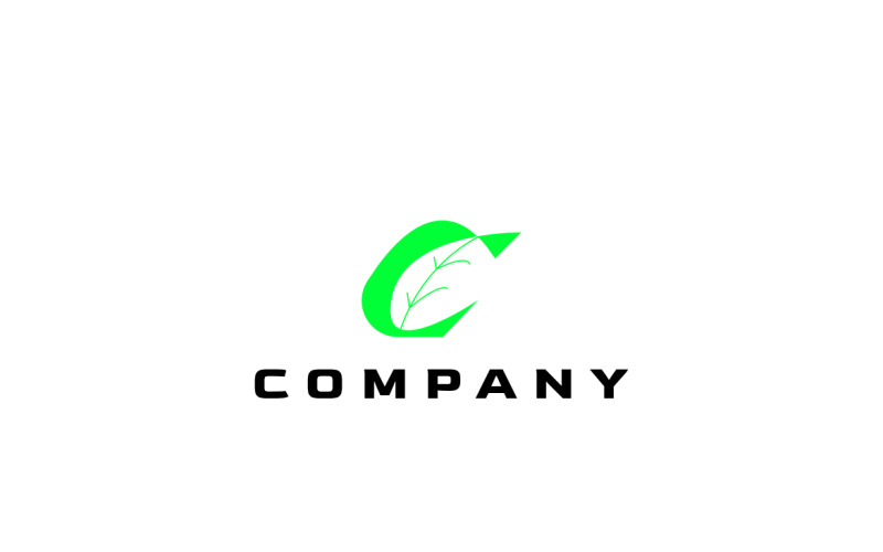 Letter C Leaf Negative Logo Logo Template