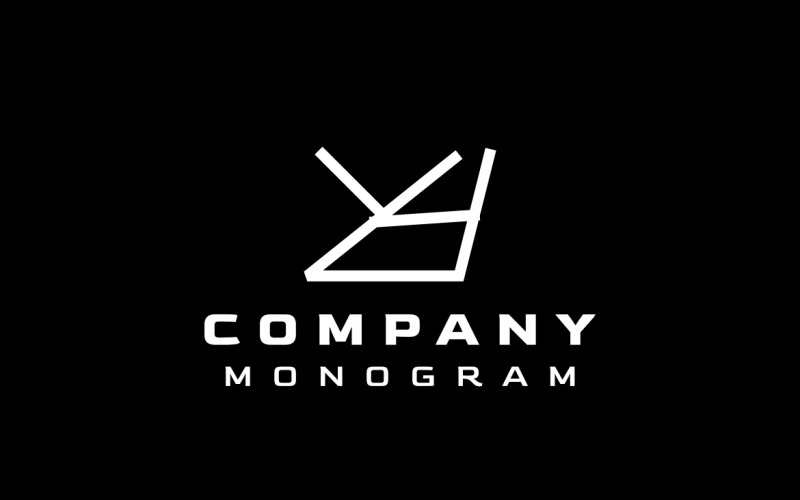 Monogram Letter Y4 Flat Logo Logo Template