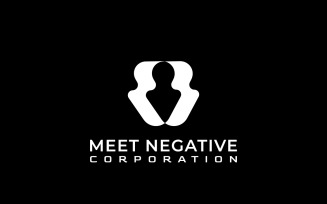 Negative Space Man Flat Logo