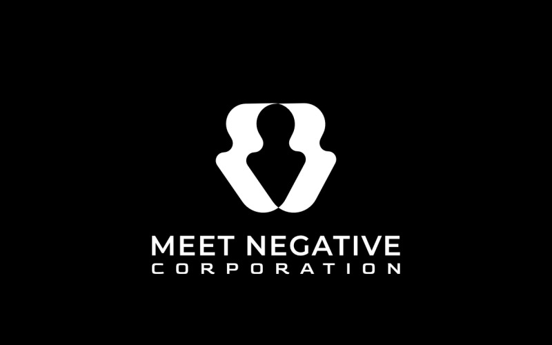 Negative Space Man Flat Logo Logo Template