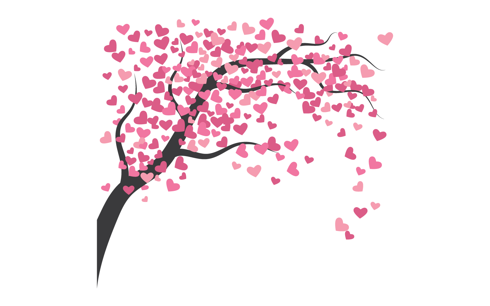 Albero Con Il Cuore Lascia Il Vettore Su Sfondo Bianco