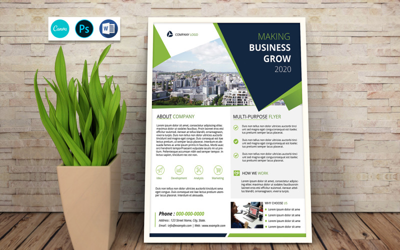 Business Grow Corporate Flyer . Business Flyer Template Corporate Identity