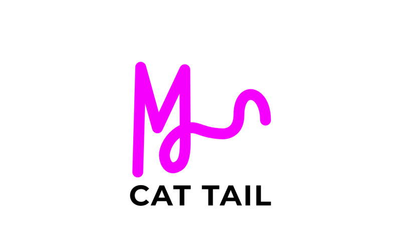 Letter M Cat Tail Round Logo Logo Template