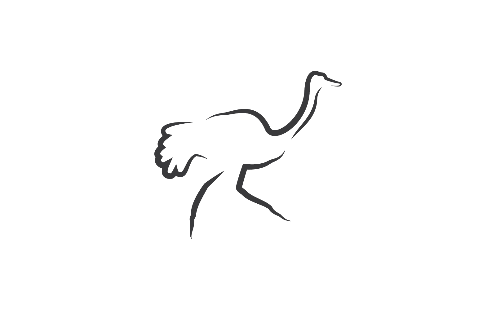 Modello di design piatto vettoriale del logo dell'illustrazione dello struzzo