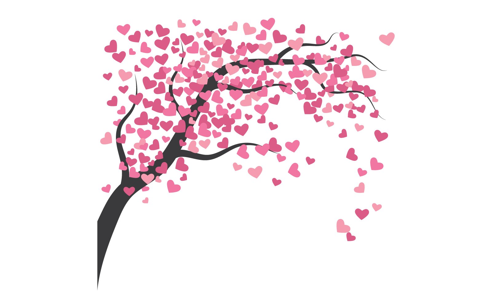 Tree With Heart Leaves Vector On White Background
