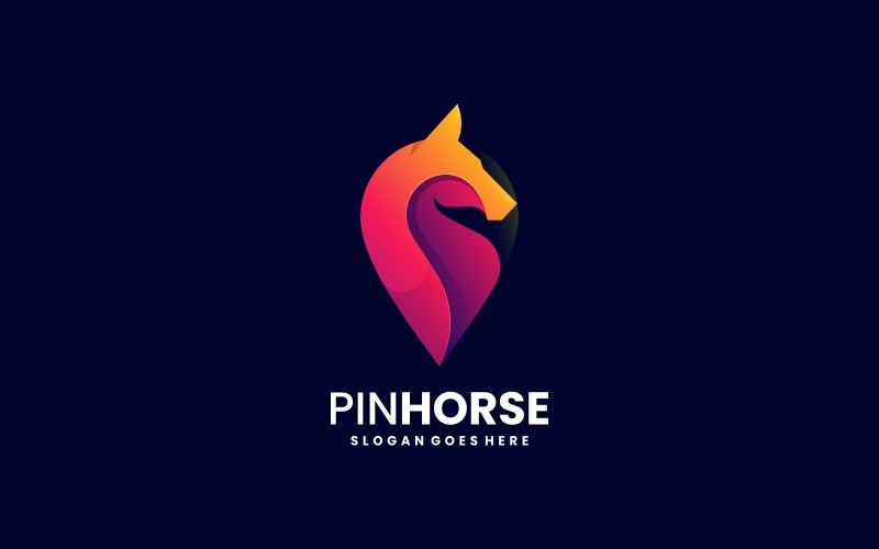 Pin Horse Gradient Colorful Logo Logo Template