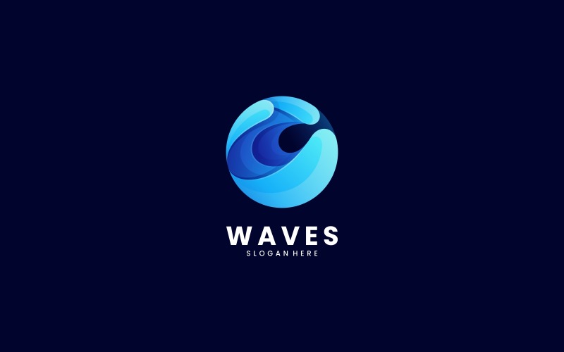 Waves Circle Gradient Logo Logo Template