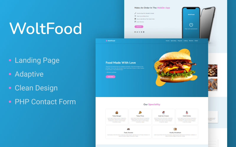 WoltFood - Restaurant Landing Page Template