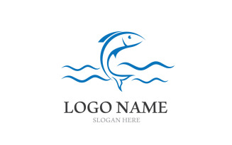 Fish Jump Logo Animal Template Design V2