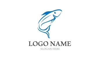 Fish Jump Logo Animal Template Design V3