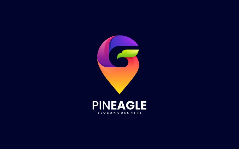 Pin Eagle Gradient Colorful Logo Logo Template