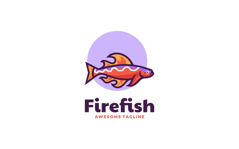 Fire Fish Simple Mascot Logo Logo Template