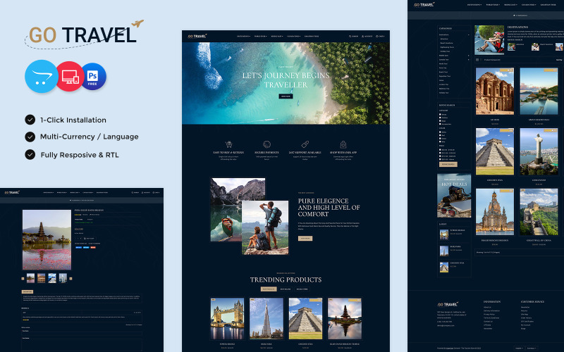 GoTravel - Travel, Tours, and Tourism Agency Opencart Store OpenCart Template