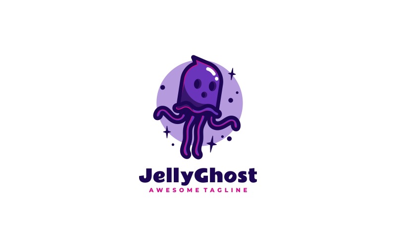 Jellyfish Ghost Cartoon Logo Logo Template