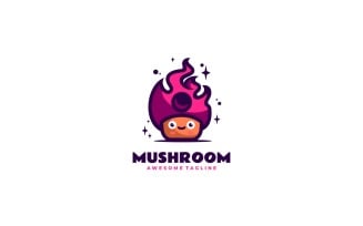 Mushroom Fire Simple Mascot Logo