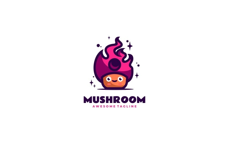 Mushroom Fire Simple Mascot Logo Logo Template
