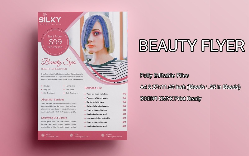 Beauty Flyer Template Print Ready SK-02 Corporate Identity