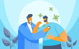 Doctor Taking Care Of Patient Free Illustration Vector Concept