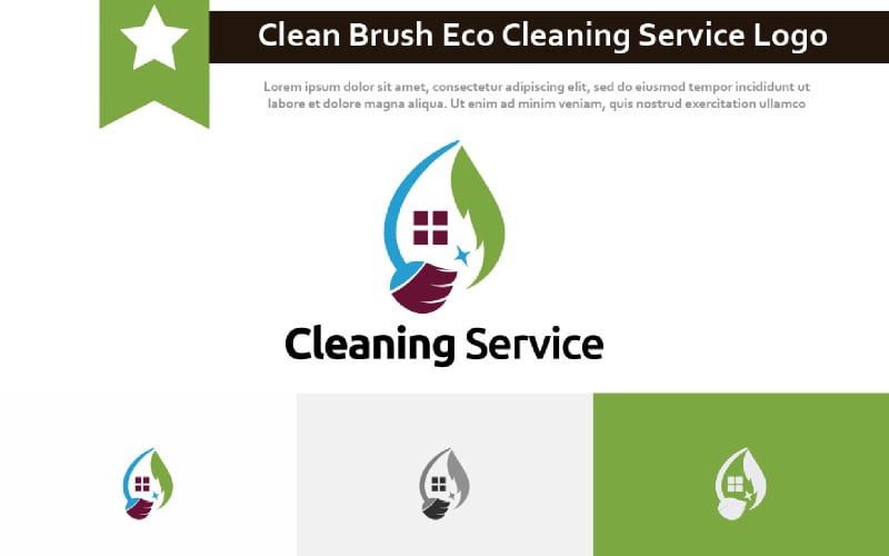 Clean Brush Broom Eco Green House Cleaning Service Logo Logo Template