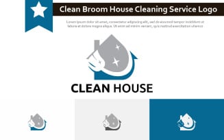 Clean Brush Broom House Cleaning Service Negative Space Logo