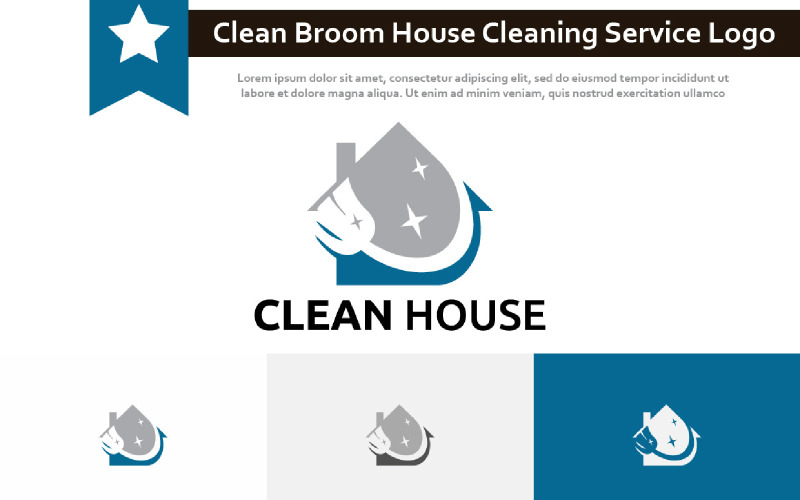Clean Brush Broom House Cleaning Service Negative Space Logo Logo Template