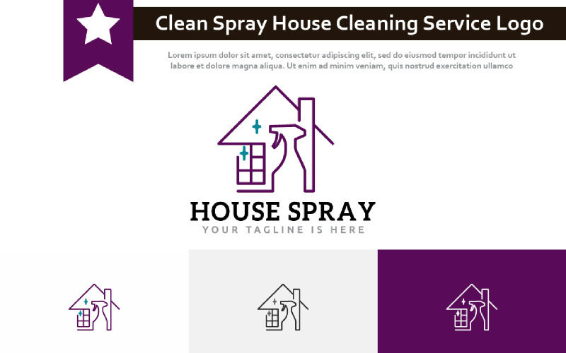 Clean Spray House Cleaning Service Line Style Logo Logo Template