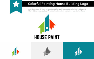 Colorful Painting Service House Building Real Estate Construction Logo