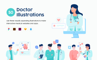 50 Doctor Illustration Set